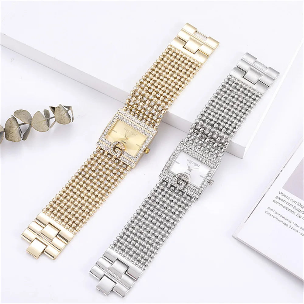 Simple Square Gold Watches Women Fashion Casual Alloy bracelet Ladies Wristwatches 2024 G Diamond Scale Dial Female Quartz Clock