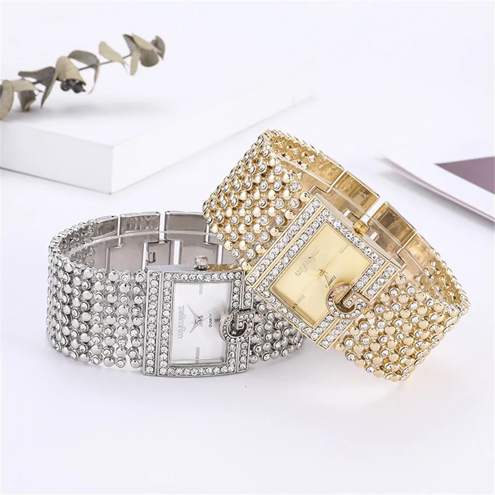 Simple Square Gold Watches Women Fashion Casual Alloy bracelet Ladies Wristwatches 2024 G Diamond Scale Dial Female Quartz Clock